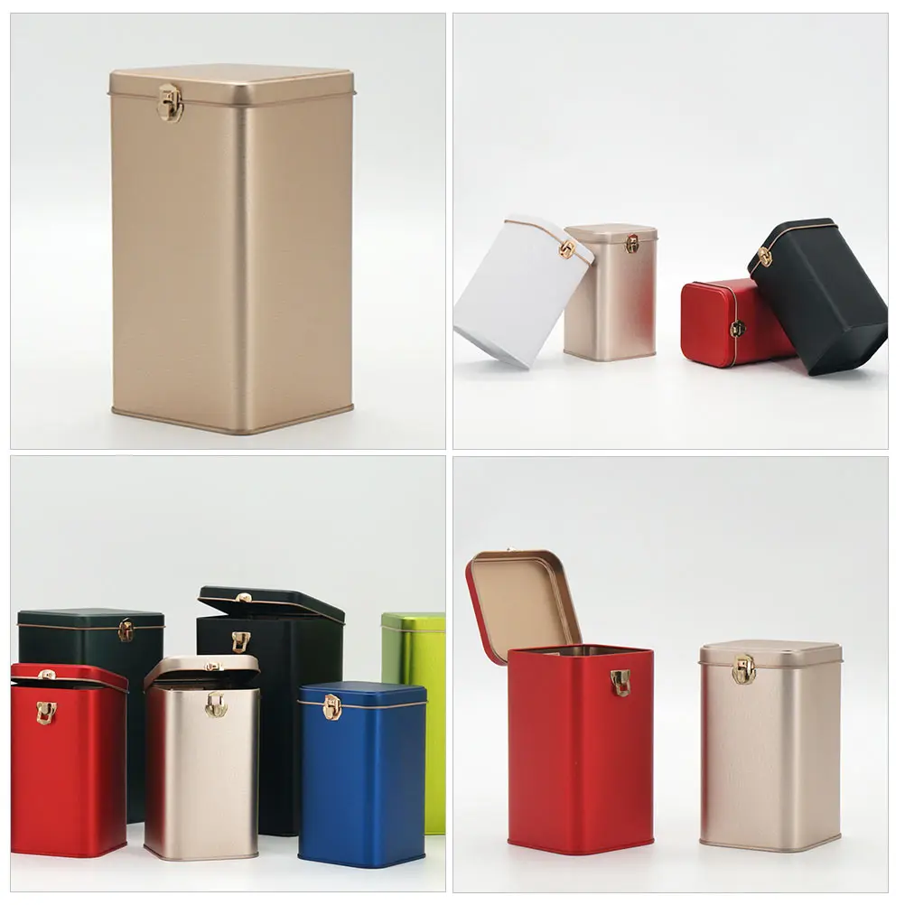 

1pc Tea Can Iron Box High Quality Tinplate Dustproof Moisture Proof Strong With Lock Retro Simple Bright for Household