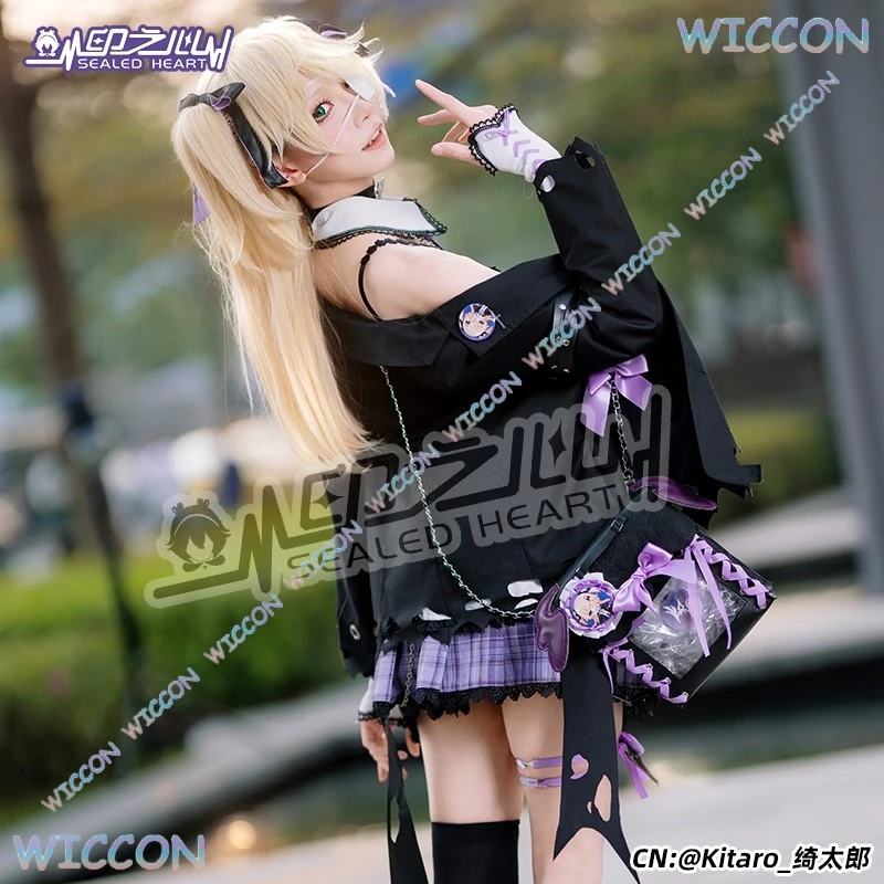 

Fischl Cafe Dress Cosplay Outfit Gothic Lolita Costume Gloves Stockings Anime Game Genshin Impact Character Halloween Christmas