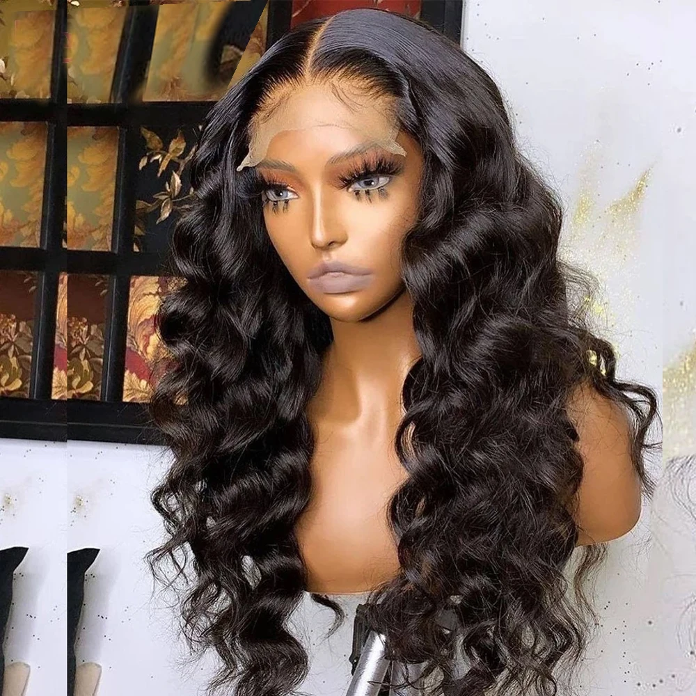 

30 inch Black Body Wave Wig Loose Deep Wave Lace Front Synthetic Wigs for Women 13X3 Synthetic Lace perruque synthétique