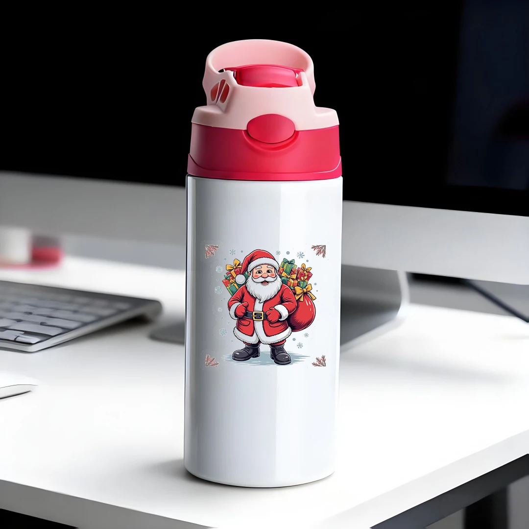 

304 Stainless Steel Insulated Cup Kids Straw Cup Santa Claus Cartoon Illustration Holiday Gift Warm Hearted Christma