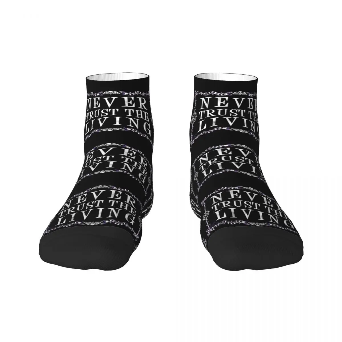 Never Trust The Living Dress Socks Men Women Warm Fashion Goth Occult Halloween Witch Quote Crew Socks