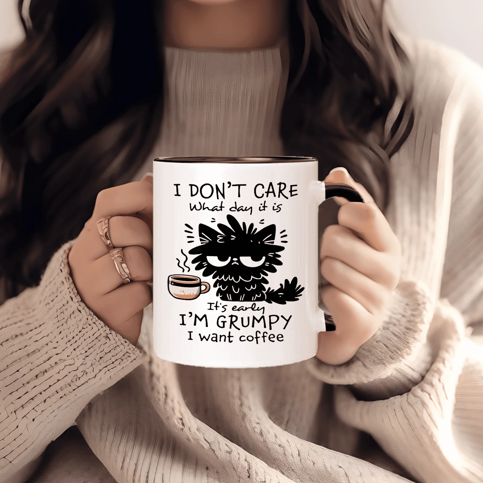 Insulated Ceramic Coffee Mug - Reusable Multi-Purpose Cup for Men and Women - Hand Wash Only - a Unique Morning Message, Perfect Gift Idea