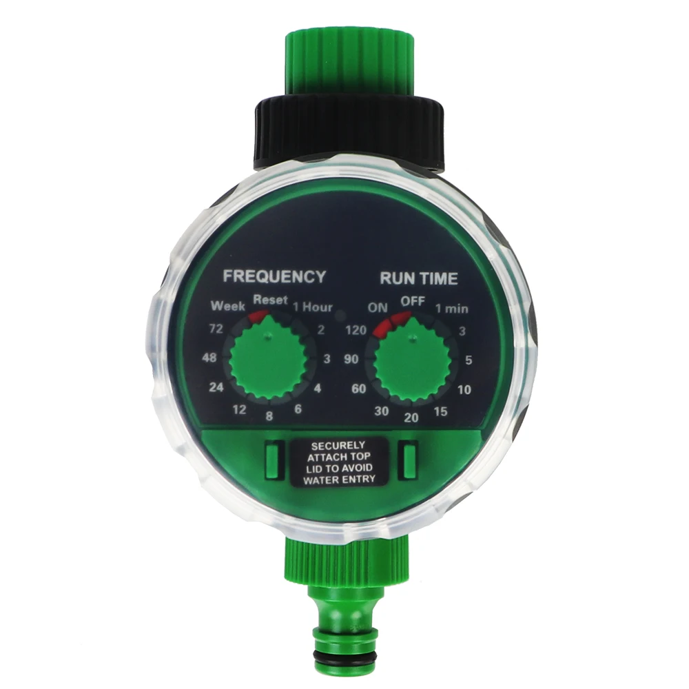 Green Battery Operated Electronic Water Timer Garden Automatic Irrigation Controller Ball Valve Two Dial Drip Irrigation System