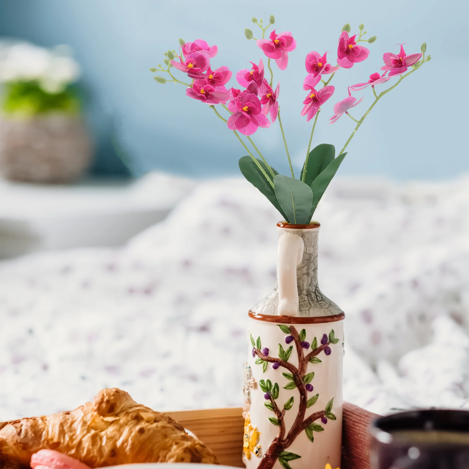 

Realistic Artificial Phalaenopsis Butterfly Orchid Stem Elegant Faux Flower for Home Decor Living Room Office Wedding Photo