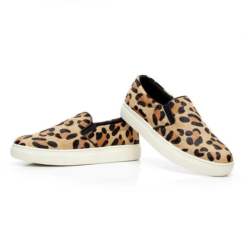 AIYUQI  oxford Womenflatshoes genuine leather female leopard print loafers horse large sizeone pedal lazy skateboard shoeswomen