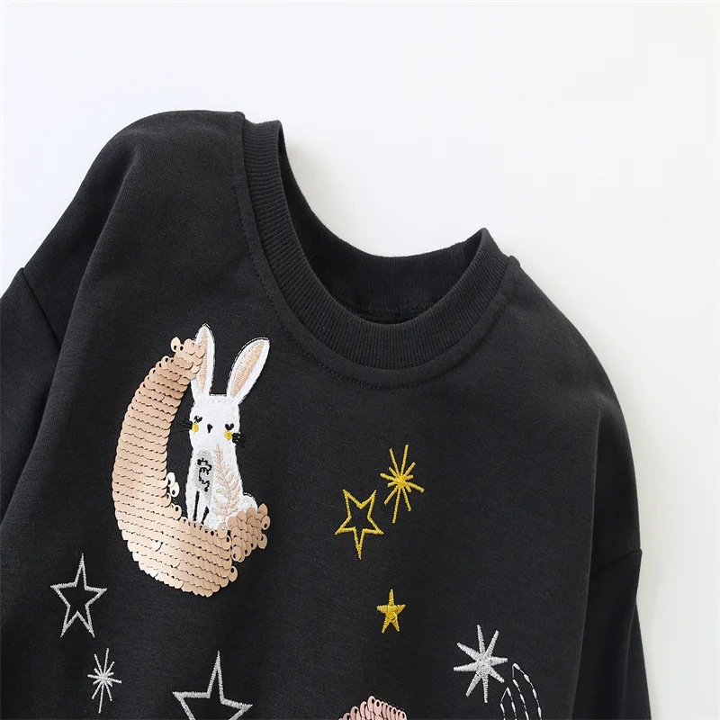 Jumping Meters 2-7T Bunny Beading Girls Clothing Sets Kids Suits 2 Pcs Sweatshirts + Leggings Baby Costume Autumn Kids Outfits