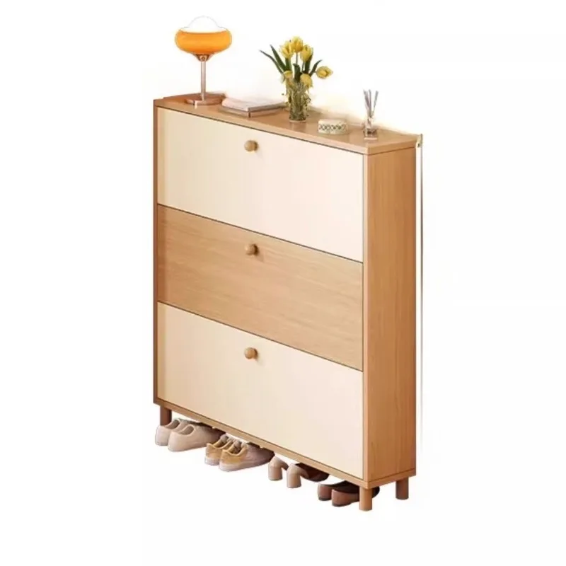 

Household ultra-narrow tipping bucket in the corridor outside the shoe cabinet, large-capacity solid wood integrated
