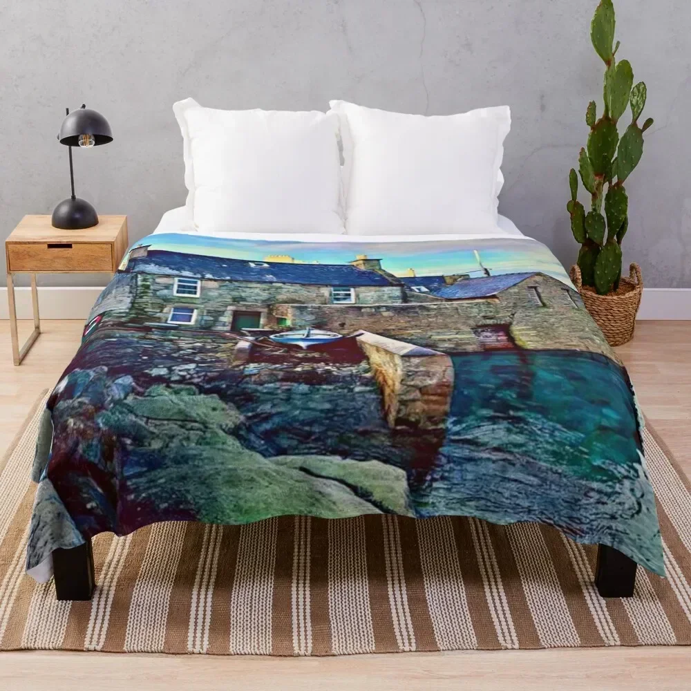 Jimmy perez's house - the lodberry lerwick - shetland island Throw Blanket Fade Resistant Durable Throw Blanket