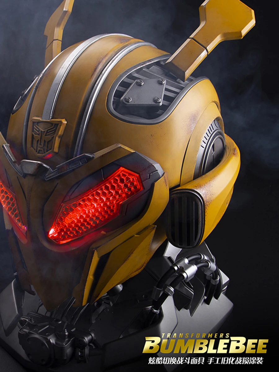 Bumblebee 1:1 Helm Transformers Echte Anime Fiugre Wearable Gezicht Veranderende Met Luidsprekers Model Poppen Decor Speelgoed Cadeau