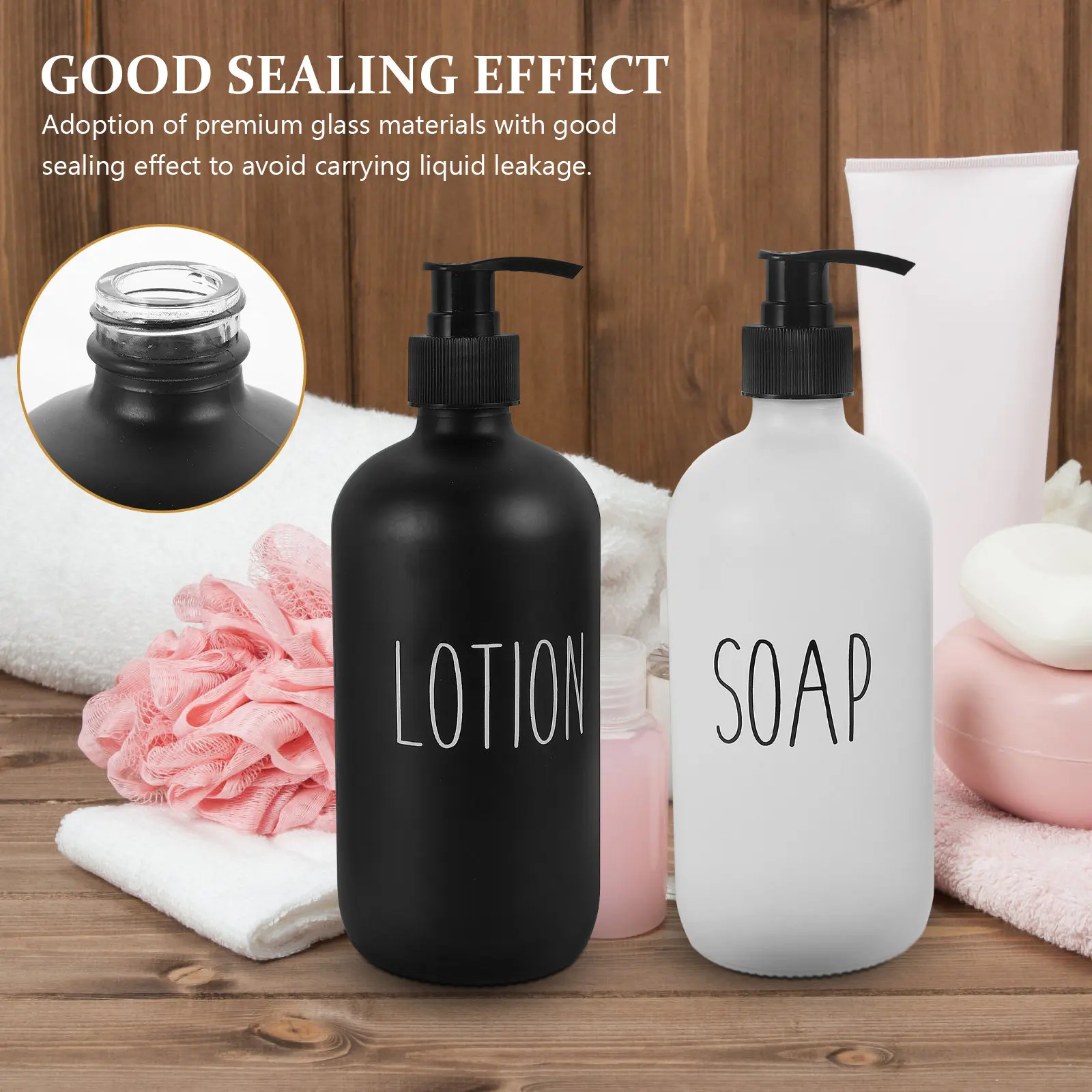 

Набор из 2 многоразовых дозаторов-помп для лосьона и шампуня, премиум-класса, из стекла и керамики, для ванной комнаты, простое использование