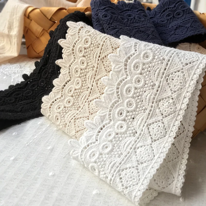 Top Quality 9cm width 1yard/ Pack Thicken Water Soluble Lace Trimming Embroidered Lace Trims Cotton Fabric SC063