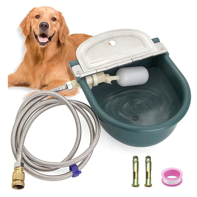 

Automatic Dog Water Bowl, Livestock Water Dispenser with 79in Hose, Quick Connector, and 2pcs Expansion Screws Drainage Hole