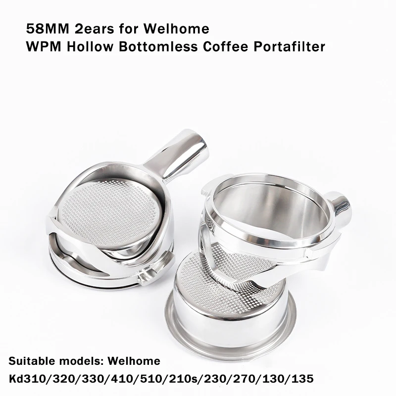 

58mm 2ears Hollow Bottomless Handle for Welhome Kd310/320/330/410/510/210s/230/270/130/135 Stainless Steel Coffee Handle Filter