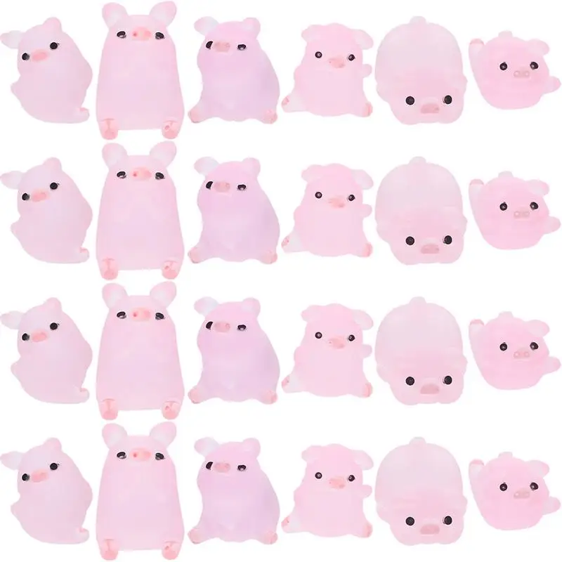 

24pcs Piggy Statue Resin Craft Piggy Sculpture Desktop Small Pig Courtyard Decor Piglet DIY Jewelry Resin Ornaments