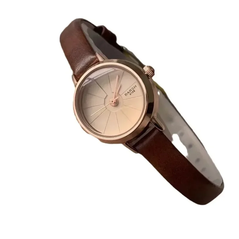 New Fashion Students Watches for Women Simple Small Retro Leather Small Round Dial High Quality Quartz Wristwatches Solid Color