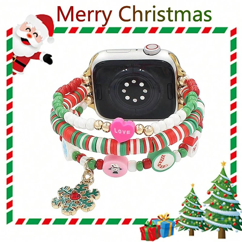 

Luxury Christmas Strap For Apple Watch Band 45mm 41mm 44mm 40mm 42mm 49mm Watchband Women Jewelry Bracelet For iWatch 9 8 7 6 5