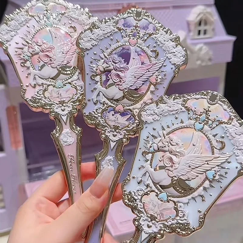 Flower Knows Knight Unicorn Portable Compact Handheld Makeup Mirror for Women And Girls - Stylish Cosmetic Mirror Tool