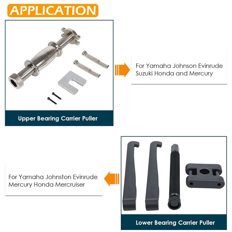 Upper Bearing Carrier Puller with Drive Collar Adapter & Lower Bearing Carrier Puller for Yamaha Suzuki Johnson Honda Evinrude