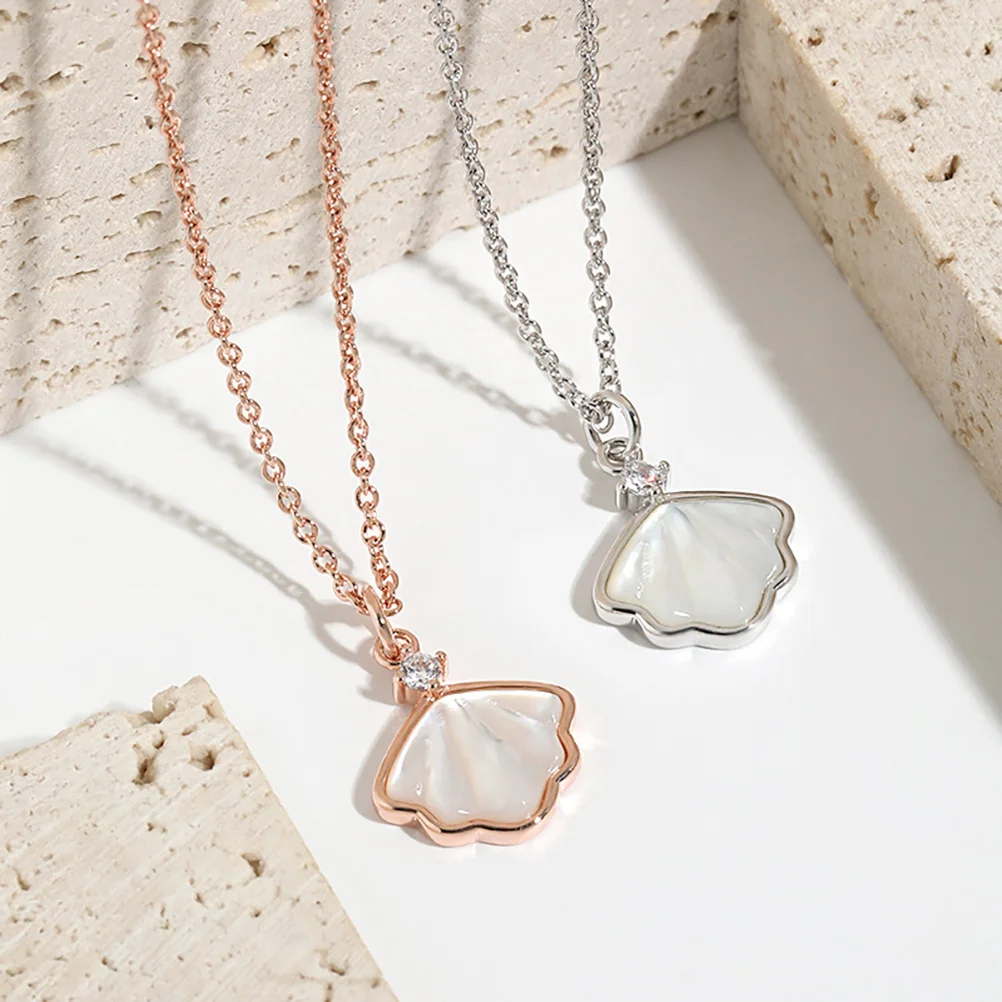 

2 Pcs Titanium Steel Clavicle Necklace Shell for Girls Necklaces Women Decorative Pendant