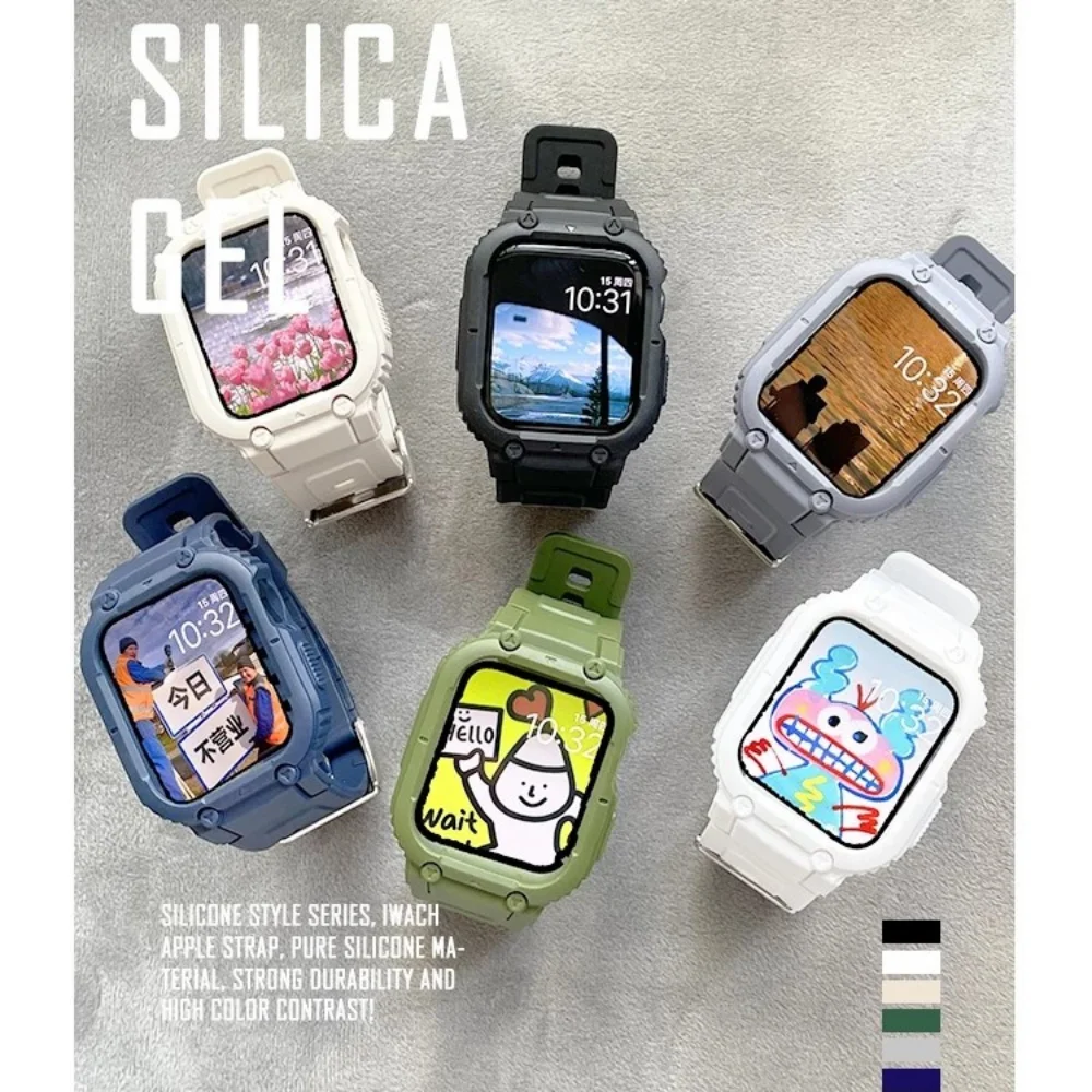 Ультра ТПУ ремешок + чехол для Apple Watch Ultra 49 мм защитный бампер чехол прочный армированный Встроенный чехол + ремешок для iWatch Ultra