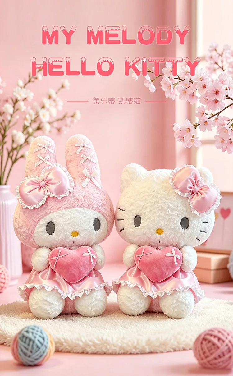 40/60cm Hello Kitty My Melody Plüschtier Rosa Spitzenherz Gefüllte Puppe Sofa-Kissen Wohnzimmer Heimdekoration Niedliche Puppe Geschenk – Detail 1