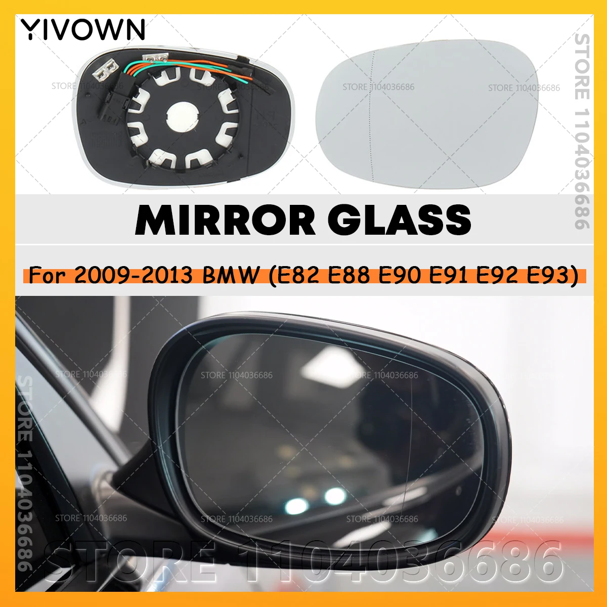 

for 2009-2013 E82 E88 E90 E91 E92 E93 BMW 1 3 Series Heated Door Side View Mirror Glass 51167252893 51167252894