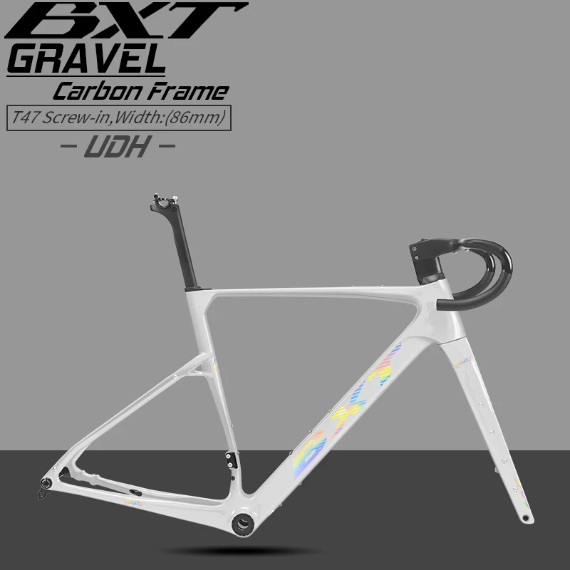 BXT New 700C Carbon Gravel Frame Carbon Fiber T1000 Gravel Bike Frame Road/MTB Bicycle Frame Size 48/51/54/56/58/61cm