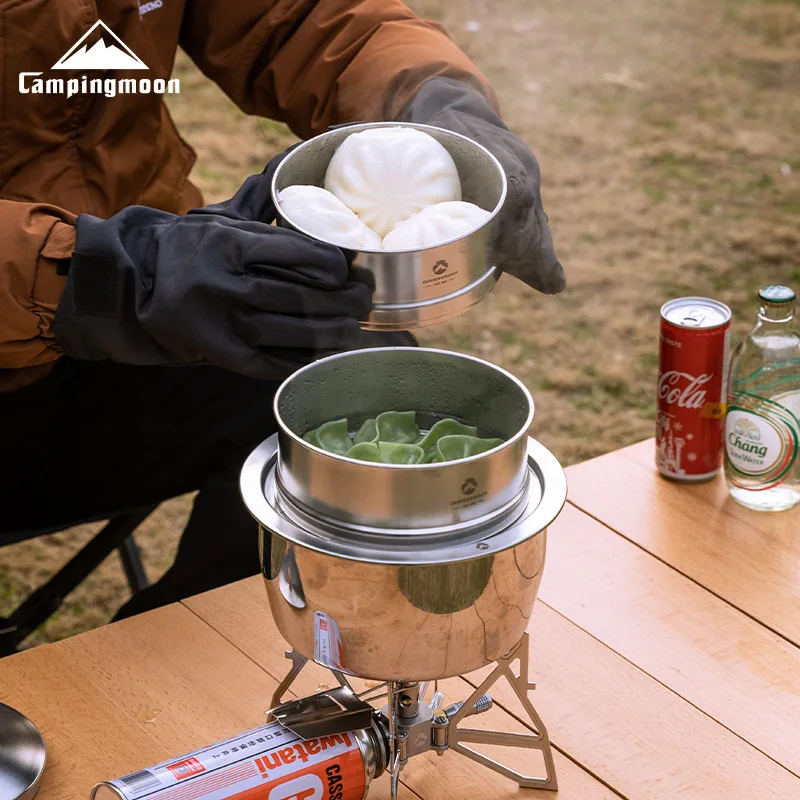 S363 Medium Size Steamer 304 Stainless Steel Home and Camping Portable Steamer Rack Stackable Multi-Layer Design