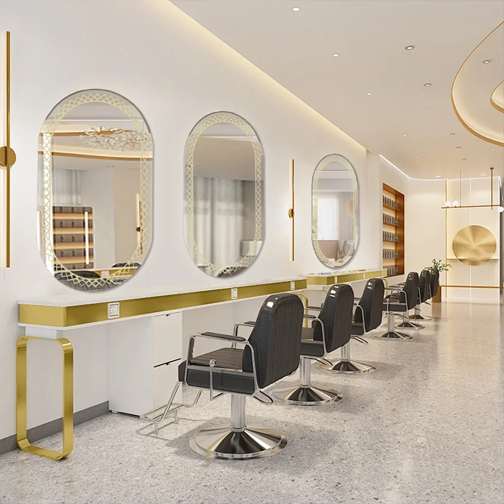 Mirror Large Wall Mounted Table for Salon Durable Build Adjustable Feet Long Lasting Thickened Panel Reinforced Frame