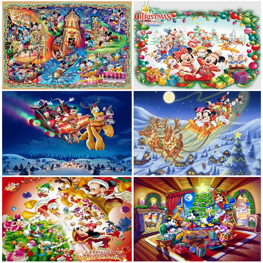 

Disney Cartoon Mickey Minnie Mouse Merry Christmas Backdrop Xmas Party Decoration Photography Background Kids Gift Banner Props
