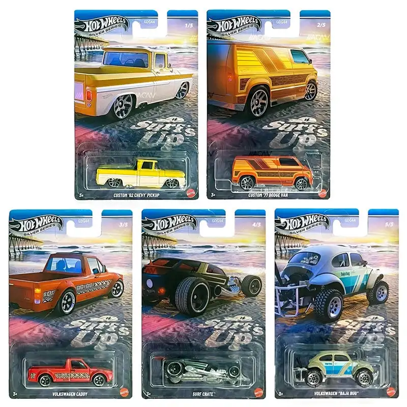 

Hot Wheels Cars GDG44 Beach Surfing 77 Dodge Van 62Chevy Pickup Surf Crate 1:64 Diecast Vehicle Model Cars Toys Boys Gift