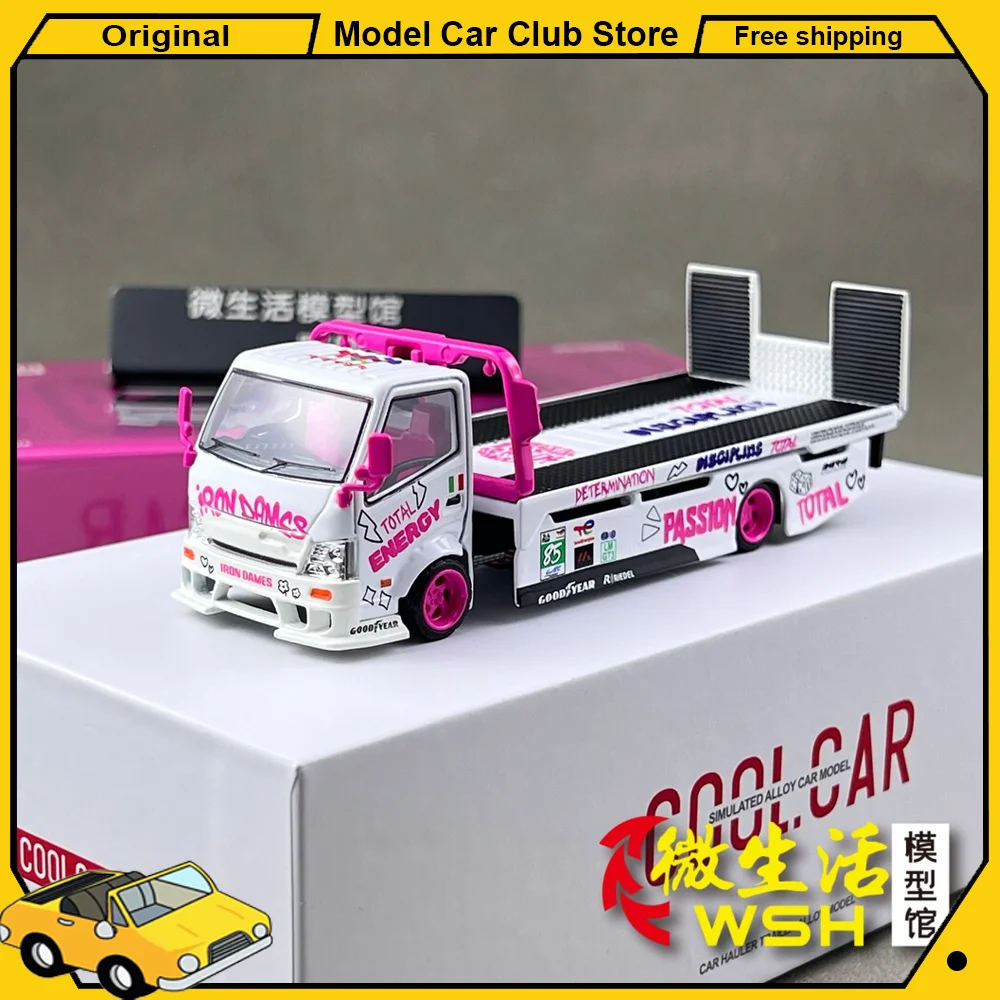 

Cool Car CC 1:64 H300 Iron Dames Lightning Mcqueen Flatbed Transport Trailer Alloy Car Model Miniature Diecast Collection Toys