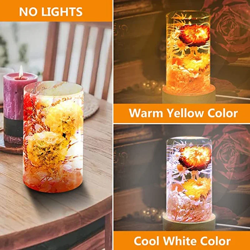 1-4 قطعة كريستال زجاج خشبي مصباح ليد قاعدة عرض الفن زخرفة خشبية ليلة قاعدة مصابيح المنزل مصباح ليد حامل عرض دوار #4