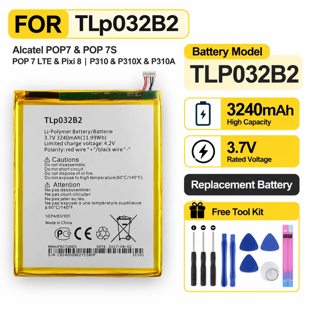 TLP032B2 Battery Replacement For Alcatel One Touch POP 7 / 7S LTE / Pixi 8 P310A P310 P310X Compatible Mobile Phone Battery