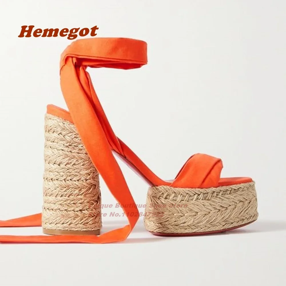 Blue Platform Espadrille Sandals Open Toe Chunky Heeled Summer Sandals for Women Lace Up Slingback Luxury Runway Shoes Elegant