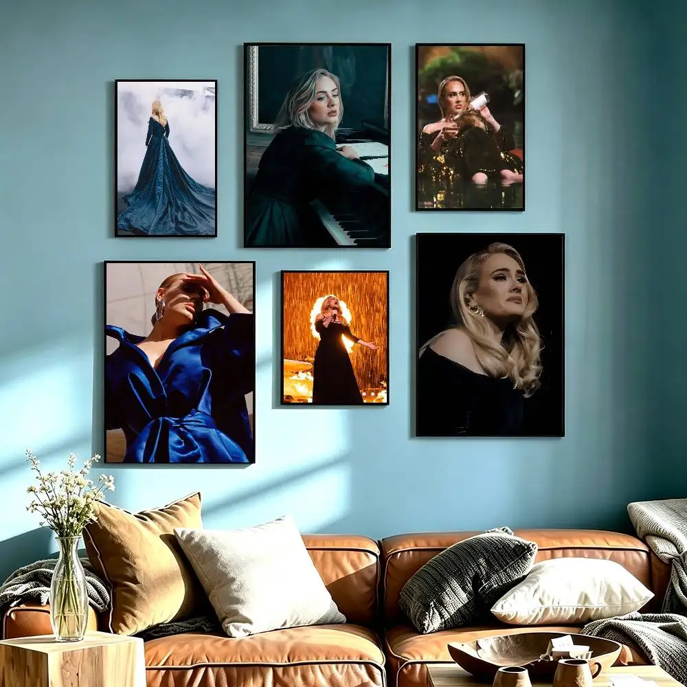 British Soul music Adele Poster Waterproof Wall Art Sticker For Bar Living Room Vintage Decor High Quality Print Gift