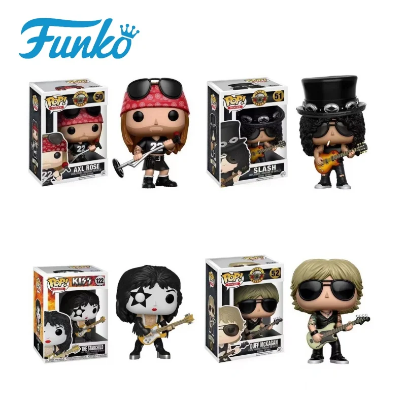 Funko Pop Guns N' Roses Band figura de Anime Duff Mckagan Slash Axl figura de rosa modelo muñeca coleccionar decoración de escritorio juguetes de cumpleaños regalo