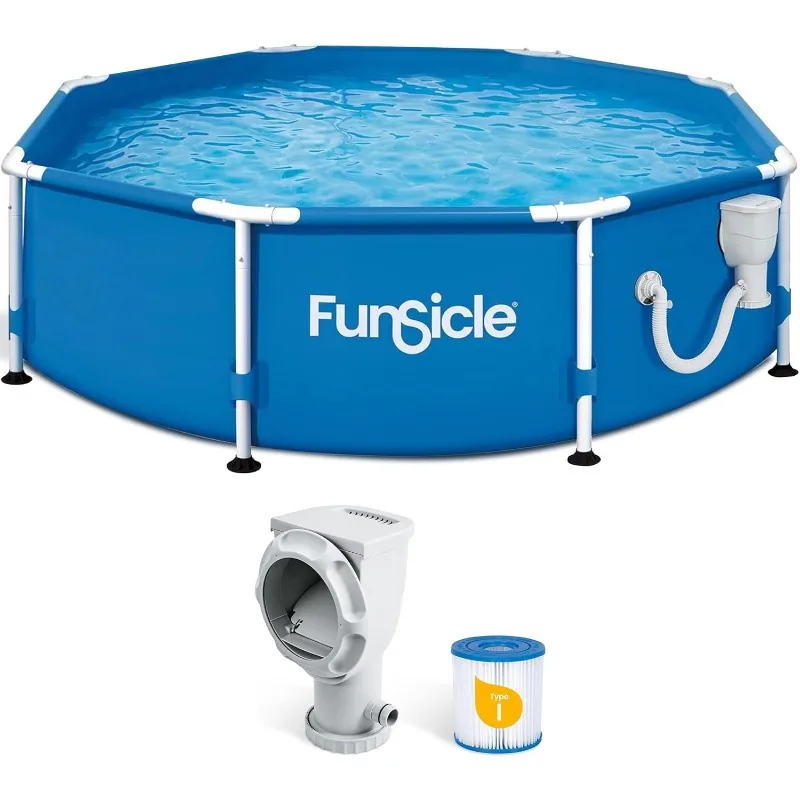 

Funsicle Active 8' x 30" Outdoor Round Frame Above Ground Swimming Pool Set with Filter Pump and Type D Filter Cartridge, Blue