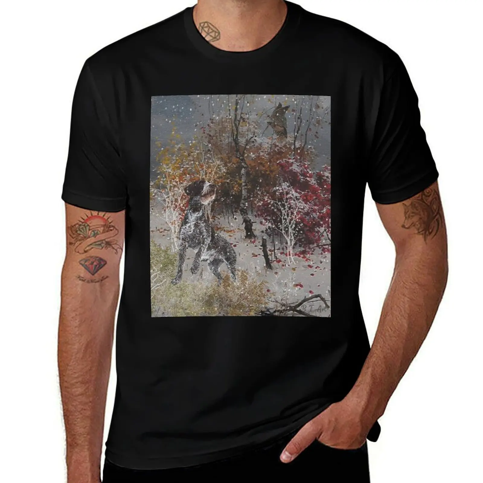 Camiseta de caza con estampado de pelo de perro alemán para invierno, de secado rápido, para pesca