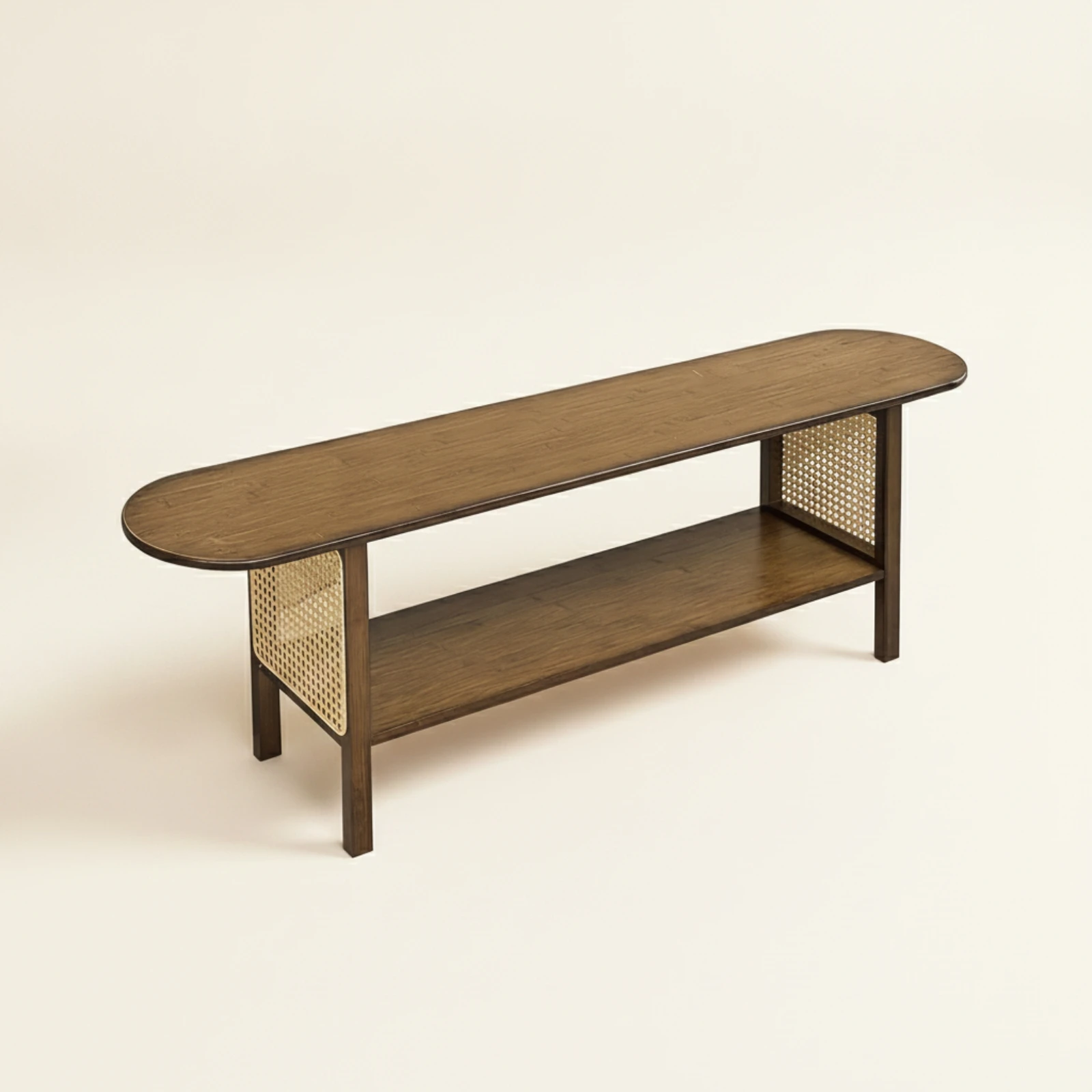 Bamboo TV Stand Slim Bamboo TV Console Console Table with Shelf Space-Saving Furniture Practical for Living Room, Entryway