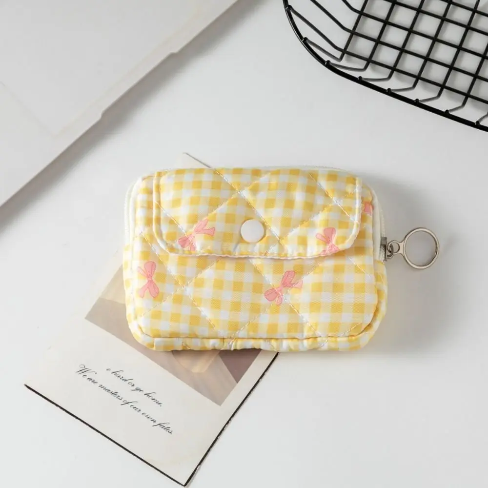 Cute Cartoon Floral Coin Purse Bow Print Storage Bag Multifunctional Document Bag Card Bag Key Coin Purse