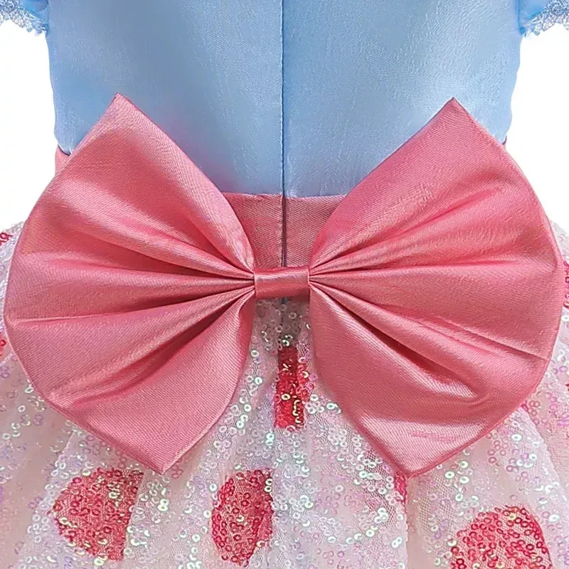 2025 Yiyi nuevo Toy Story 4 para niñas disfraz niños Cosplay Bo Peep rosa ropa de verano mangas voladoras vestidos con purpurina ventilador