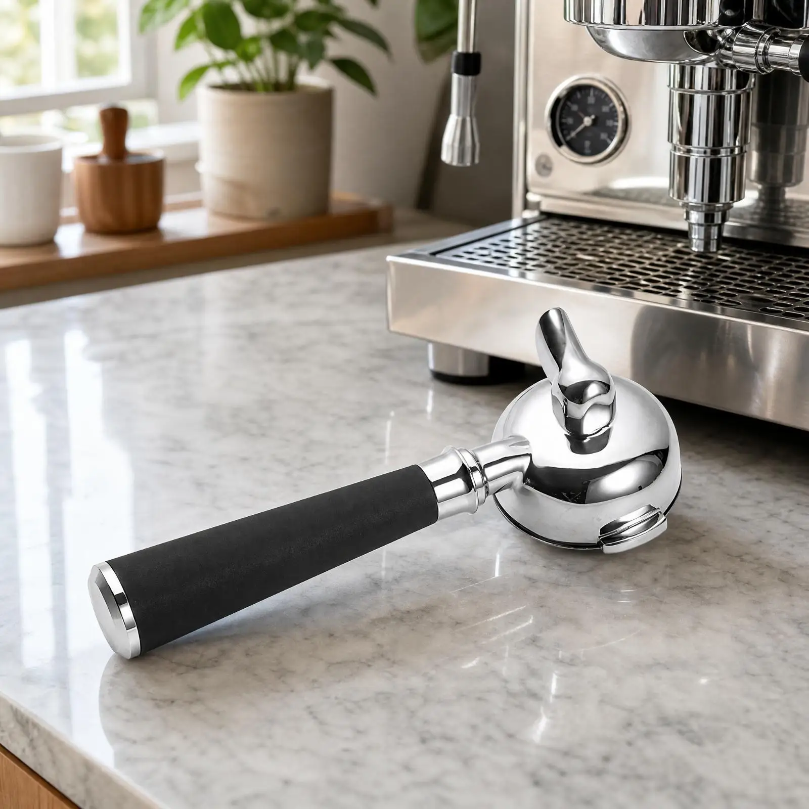 Espresso Machine Portafilter 58mm Single Spout Stainless Steel Handle for E