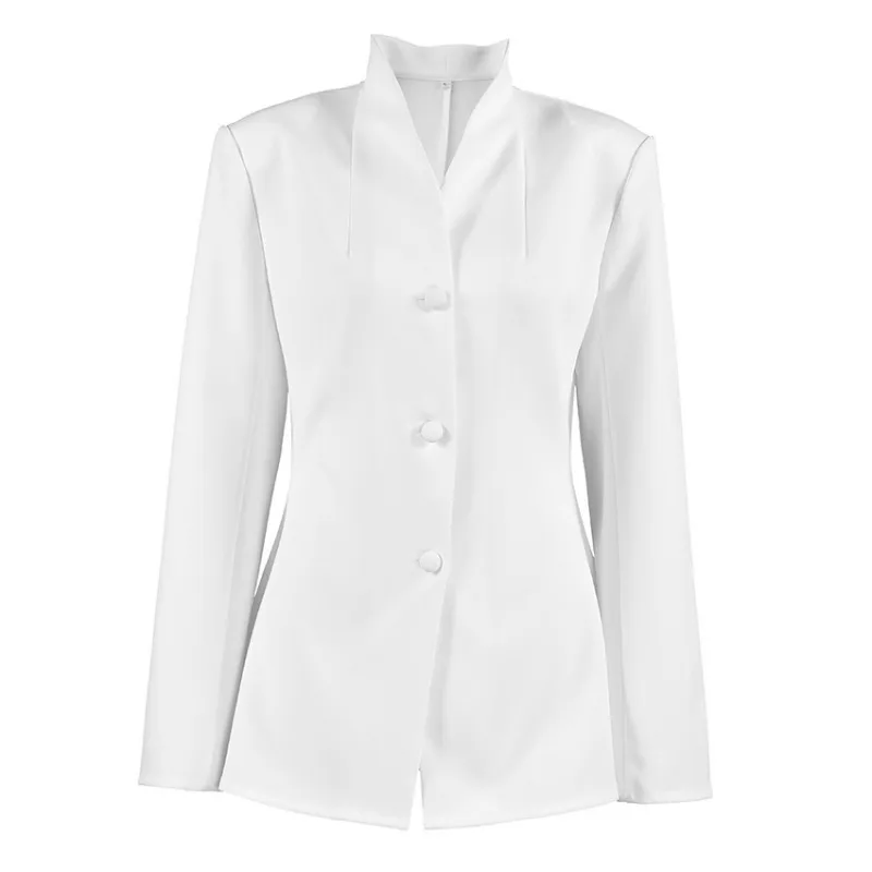 Europe and America Fashionable Casual Suit for Women in Spring New White Simple Waist-cinching Figure-hugging Small Suit Jacket