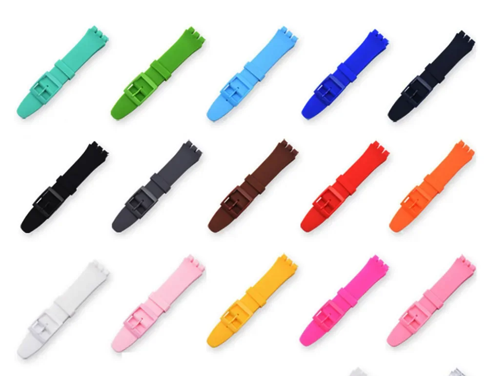 for Swatch Men Women Rubber Watch Band Soft Silicone Straps 16mm 17mm 19mm 20mm Sport Replacement Bracelet Wristbelt Accessories