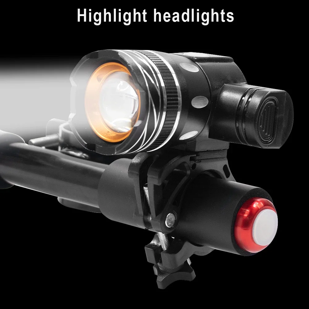 Front Lights LED Flashlight Electric Scooter USB Rechargeable Headlight for Ninebot F20 F30 F40Zoomable Cycling Safety Lamp