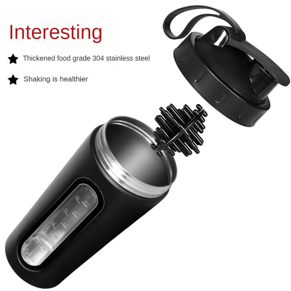 HOT Shaker Bottles for Protein Mixes Stainless Steel Protein Shaker Not Stays Cold/Hot, Visible Window Metal Shaker Cups-A