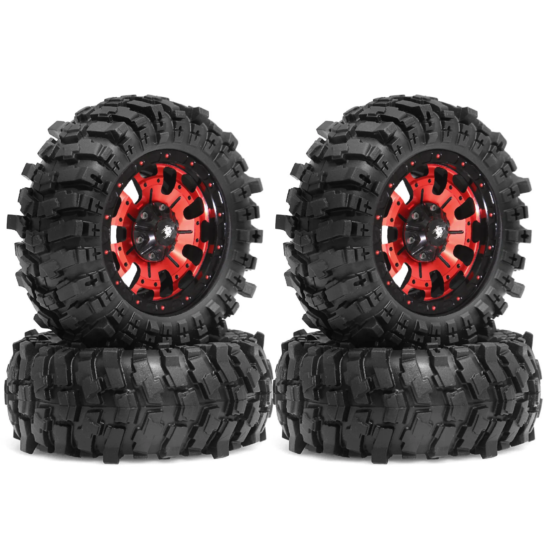 4PCS Metal 88MM Beadlock Wheels Tires for 1/12 Crawler Car MJX Hyper Go H12Y+ Axial SCX10 90046 AXI03007 Tamiya CC01 D90