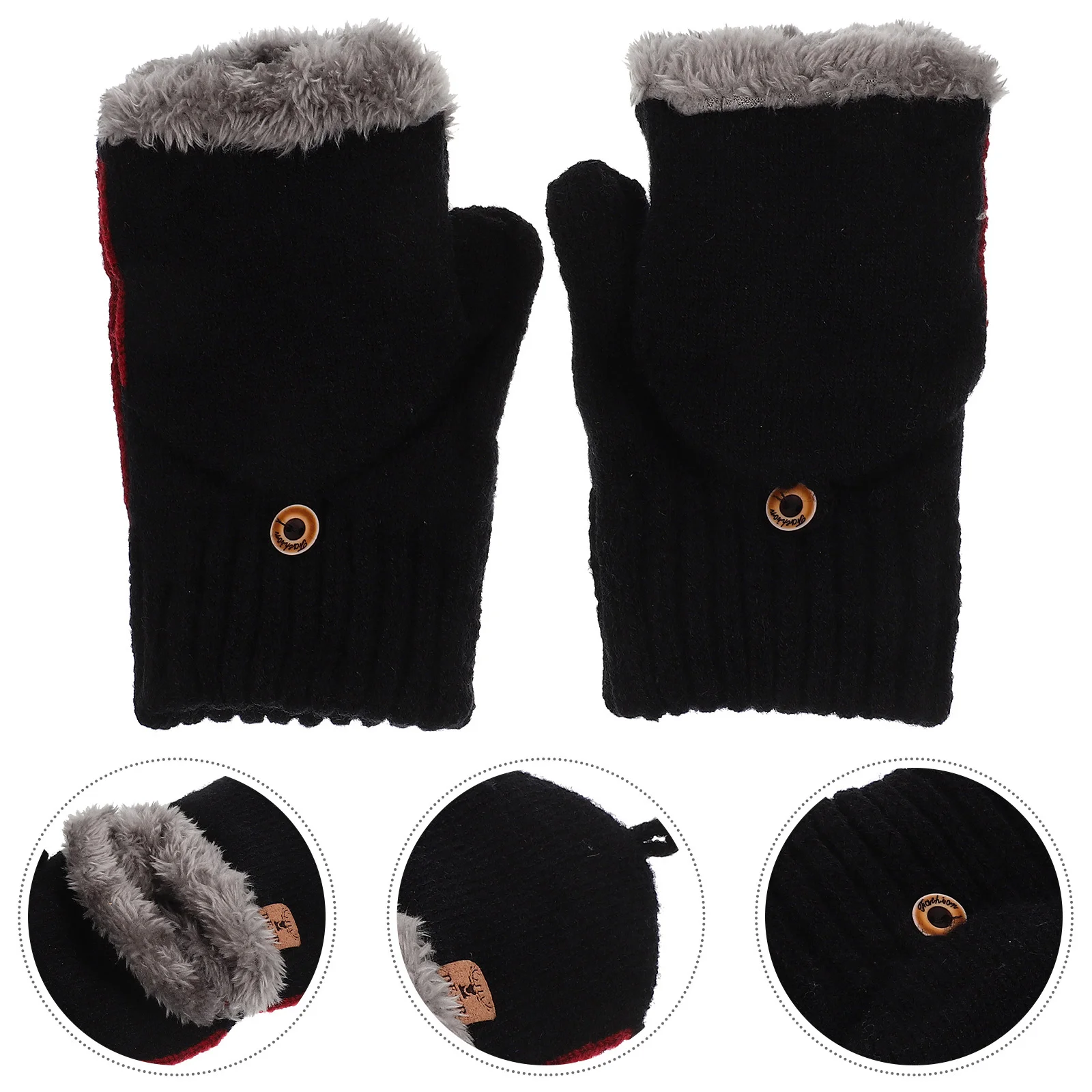 

1Pair Anti-Cold Flipping Cover Gloves Winter Warm Keeping Hand Cover for Kids Adults Windproof Cycling Gloves Soft Skin-Friendly