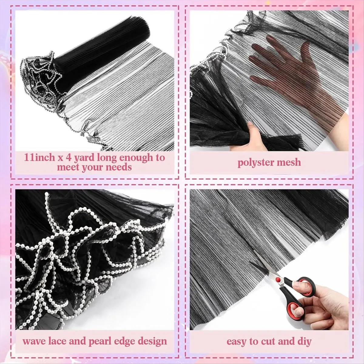 NEW 8PCS Flower Wrapping Mesh Paper,11 Inch X 4 Yard Wavy Pearl Edge Wrinkled Flower Bouquet Packaging Mesh Florist Supplies
